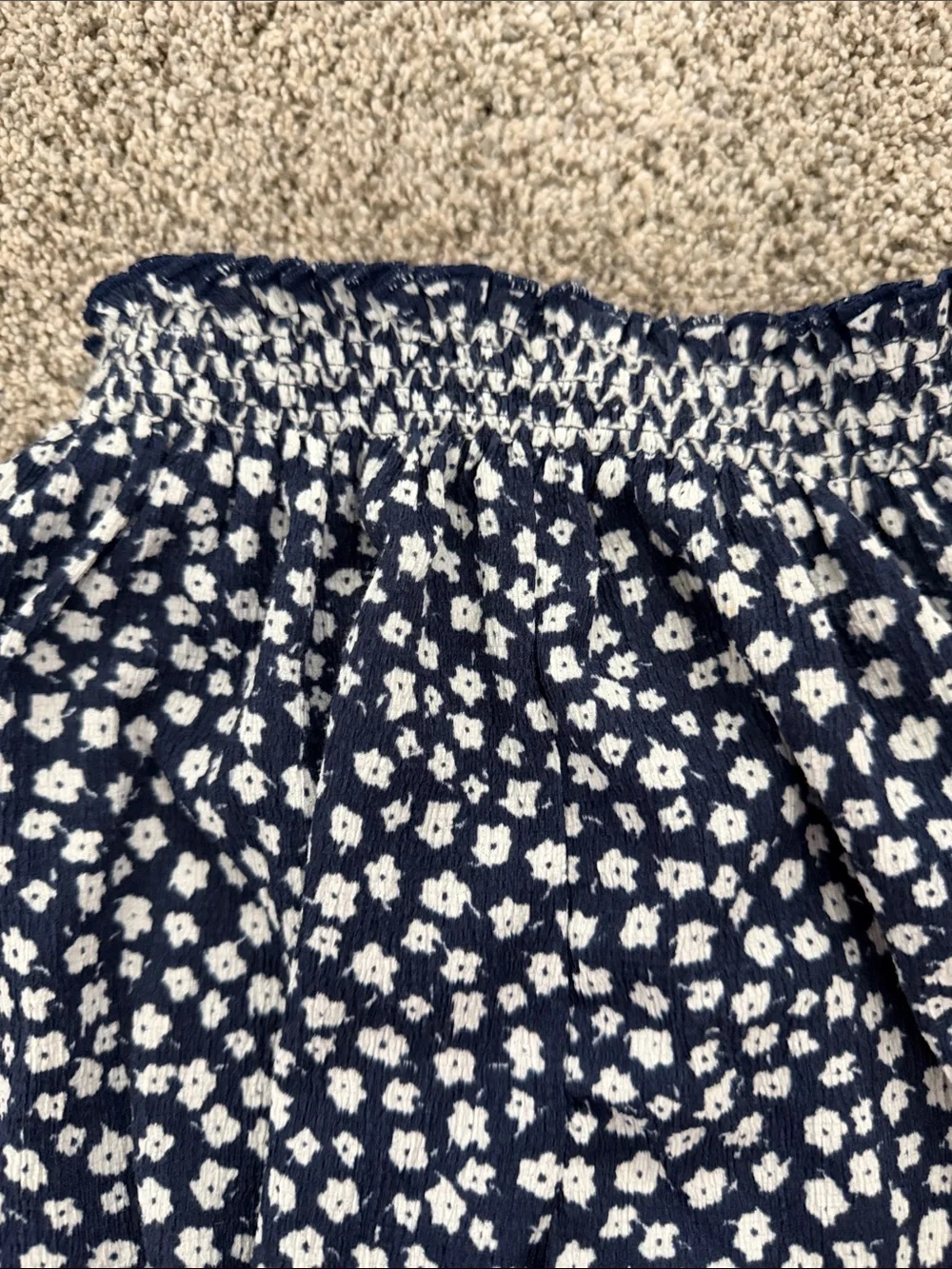 Zara 18-24 month Girls Navy and White Floral Smocked Waist Shorts